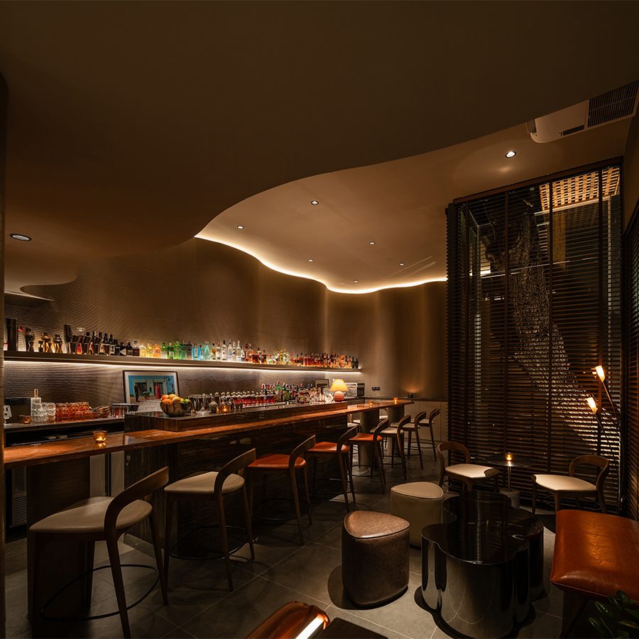 An interior view of Dry Wave Cocktail Studio in Bangkok.