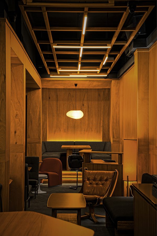 A view of the wooden interiors at Live Twice in Singapore.