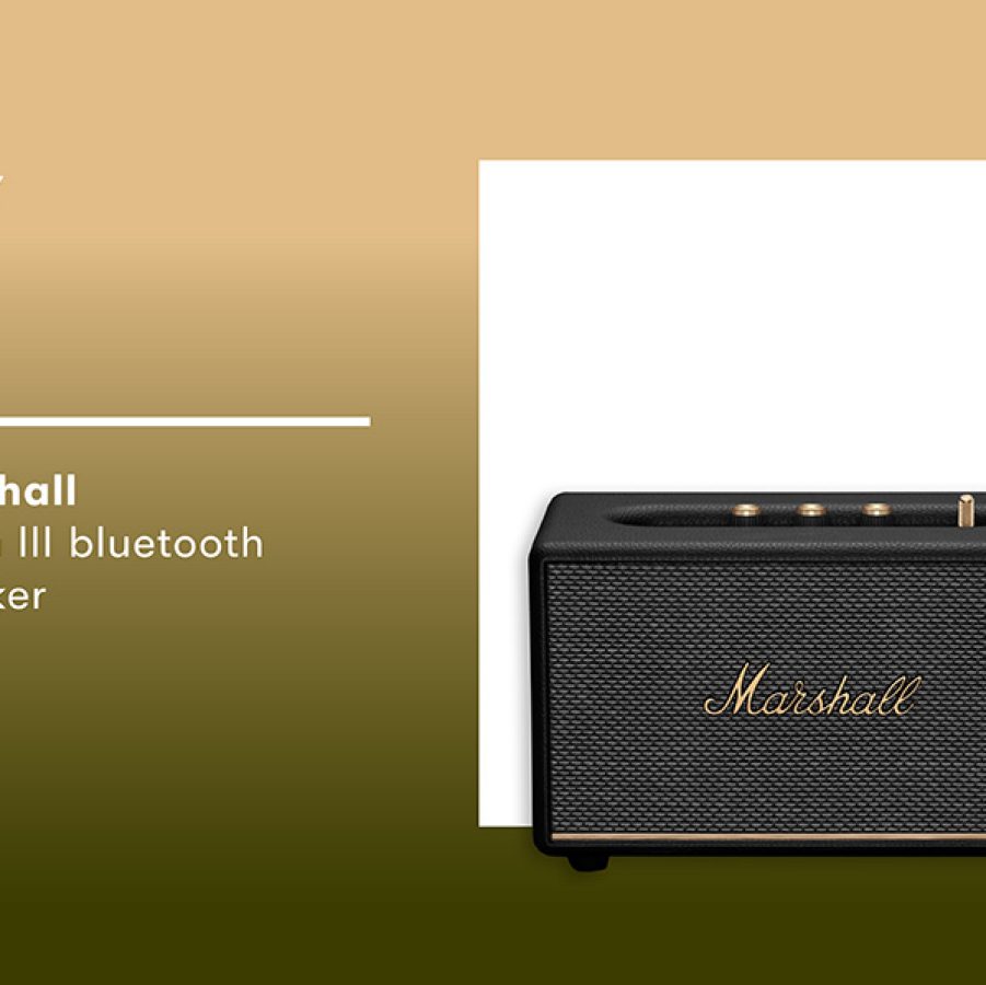 Product shot of Marshall’s Acton III bluetooth speaker. 
