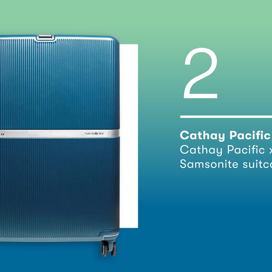 Product shot of Cathay Pacific x Samsonite’s suitcase.  