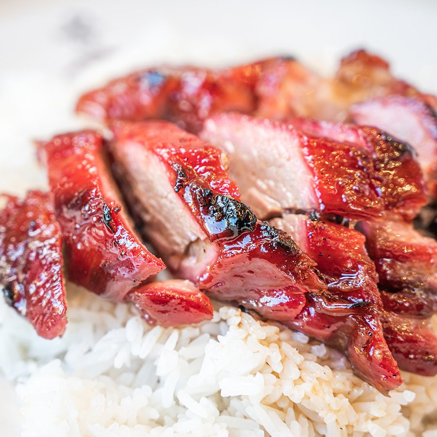 A plate of char siu rice.  