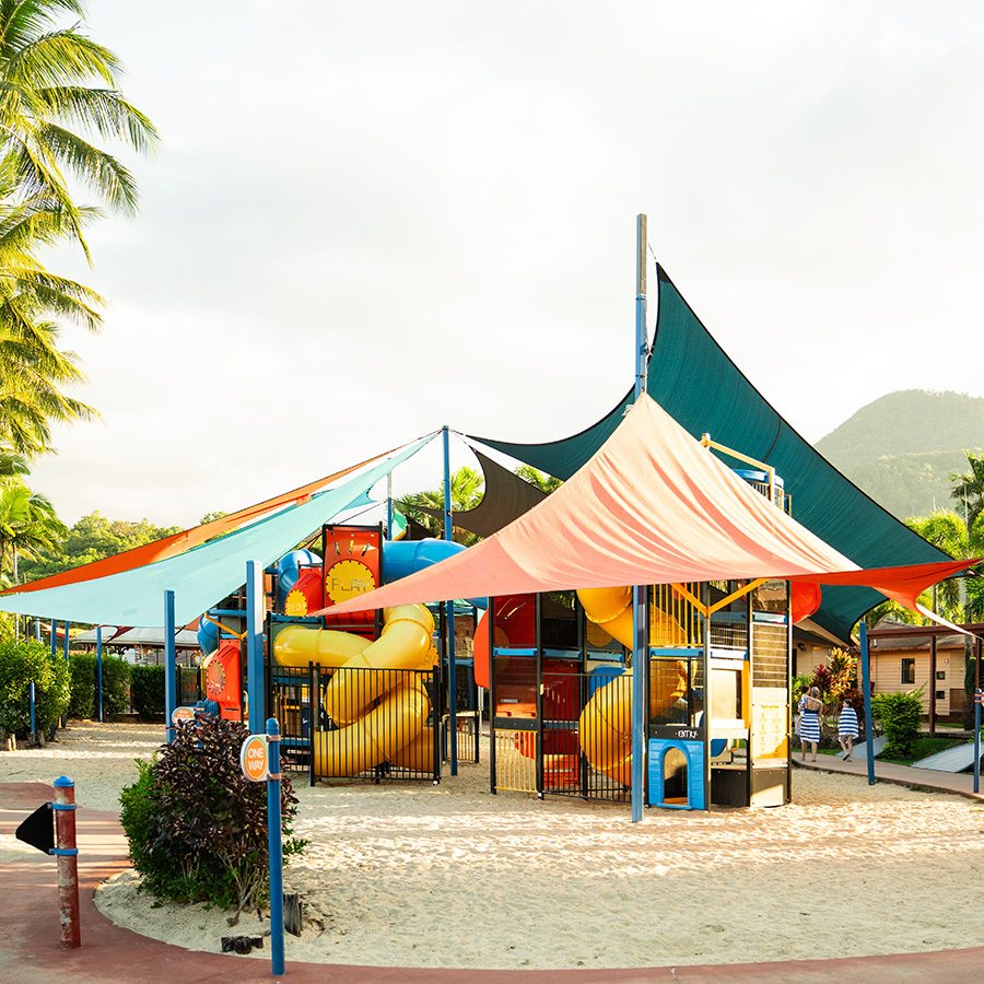 An outdoor playground for children at BIG4 Ingenia Holidays Cairns Coconut Resort.