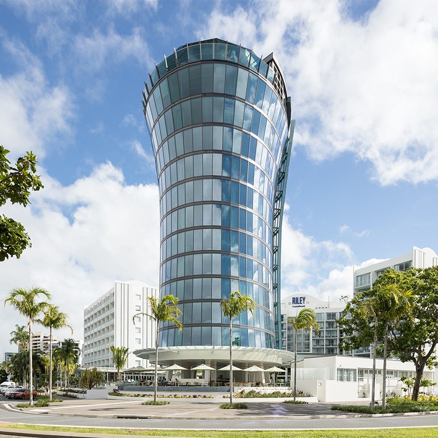 Exterior of Crystalbrook Riley, a hotel in Cairns. 