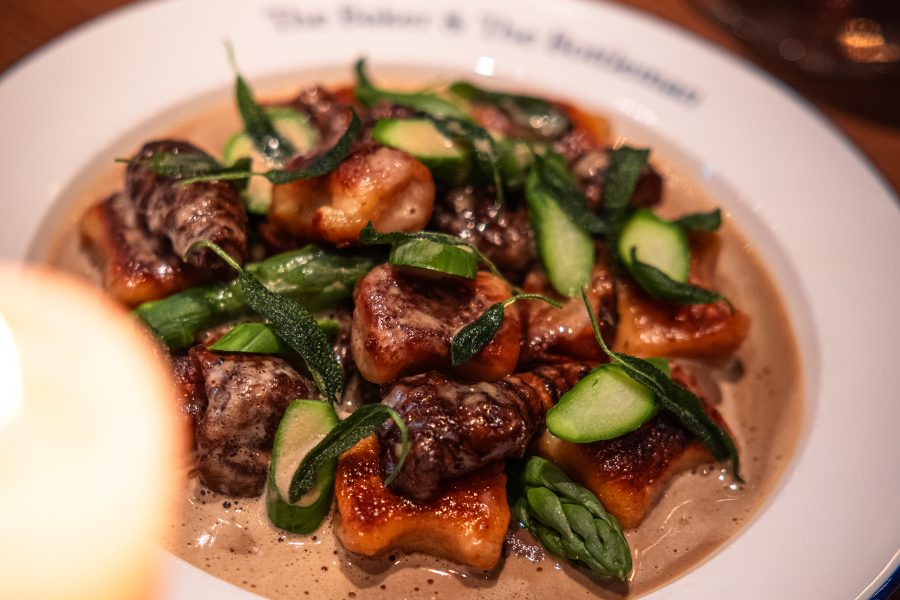 Close up shot of gnocchi at The Baker and the Bottleman.