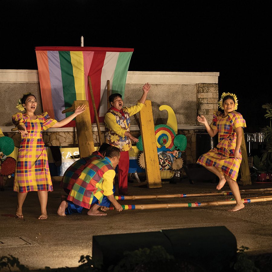 Tinikling performers at the Shangri-La Mactan’s Kasadya Night in Cebu.
