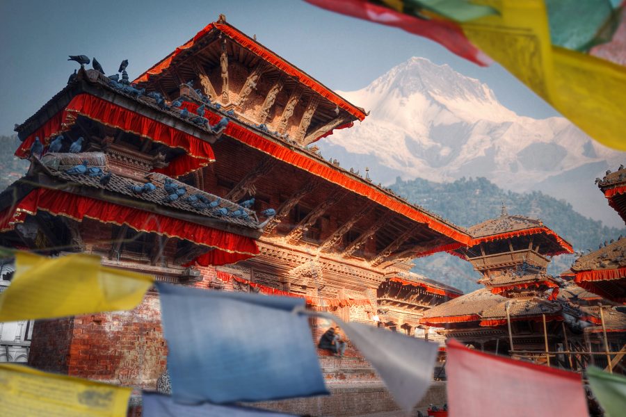 Temples of Durbar Square in Kathmandu, Nepal, in the daytime.