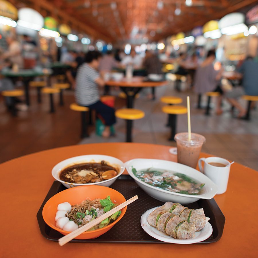 platter of meat dishes at hawker centre