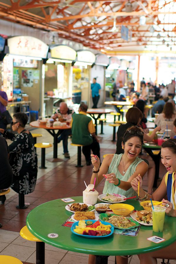 Women eating in hawker centre, singapore
