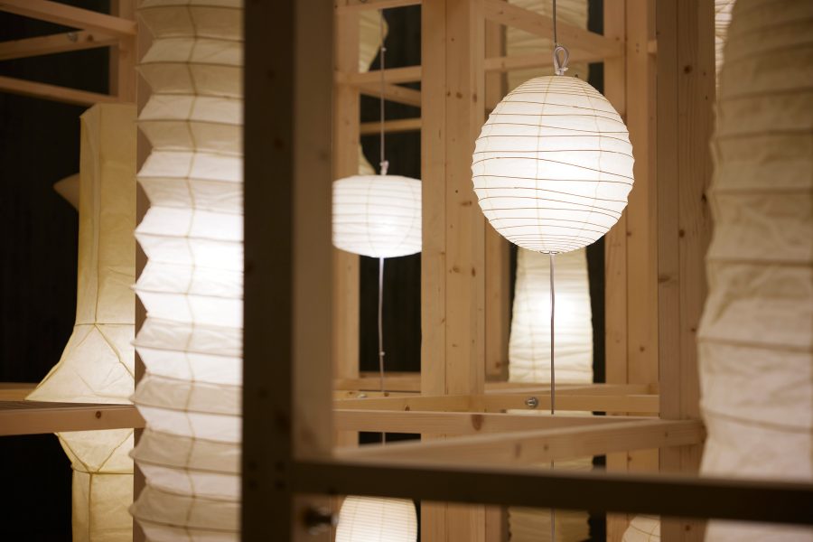 Close-up of Danh Vo’s Akari by Noguchi⁠, light sculptures inspired by traditional Japanese lanterns.