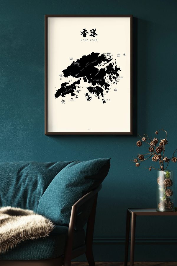 A framed print of a Hong Kong taxi.