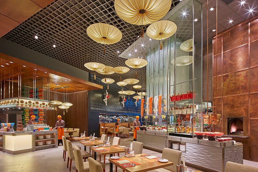 An interior view of the dining and buffet area inside Coffee Garden at Shangri-La Shenzhen in China.