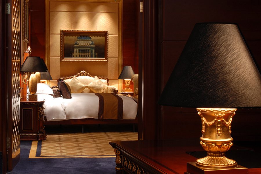 A view inside a guestroom at Kempinski Hotel Shenzhen in China.