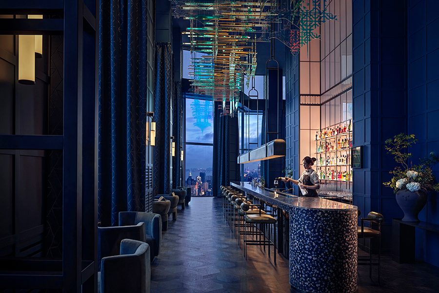 A view of the interiors inside The Attic bar at Park Hyatt Shenzhen in China.