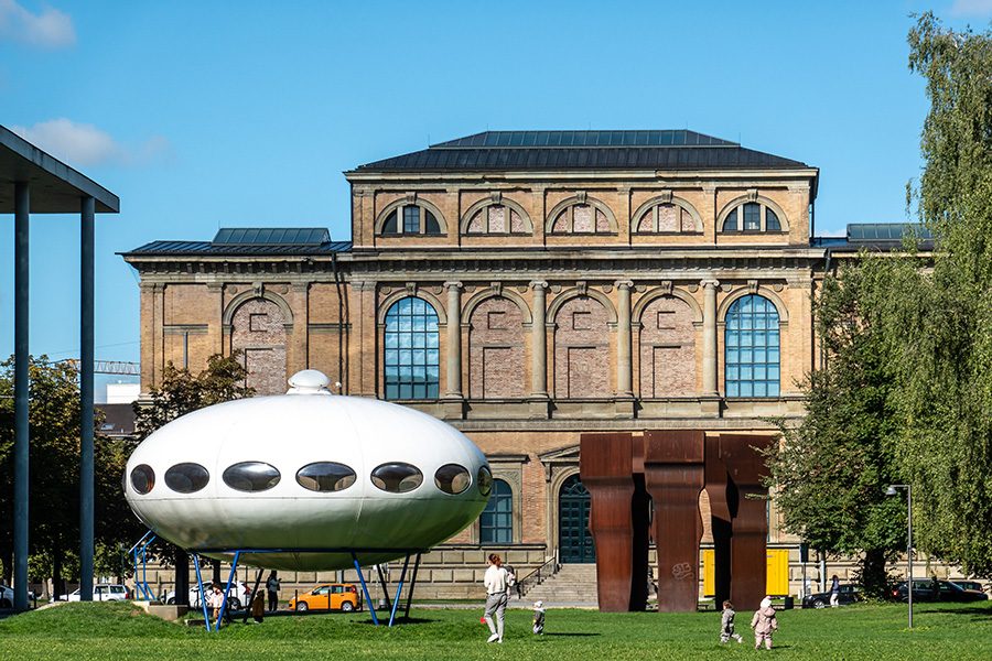 Exterior of Alte Pinakothek, an art museum in the Kunstareal area of Munich.  