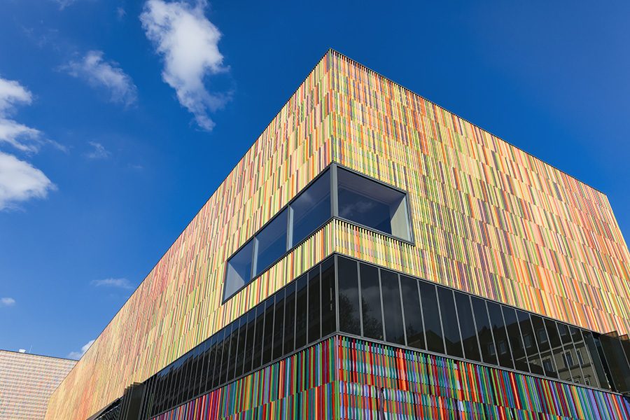 Exterior of Brandhorst, a modern museum in the Kunstareal area of Munich.