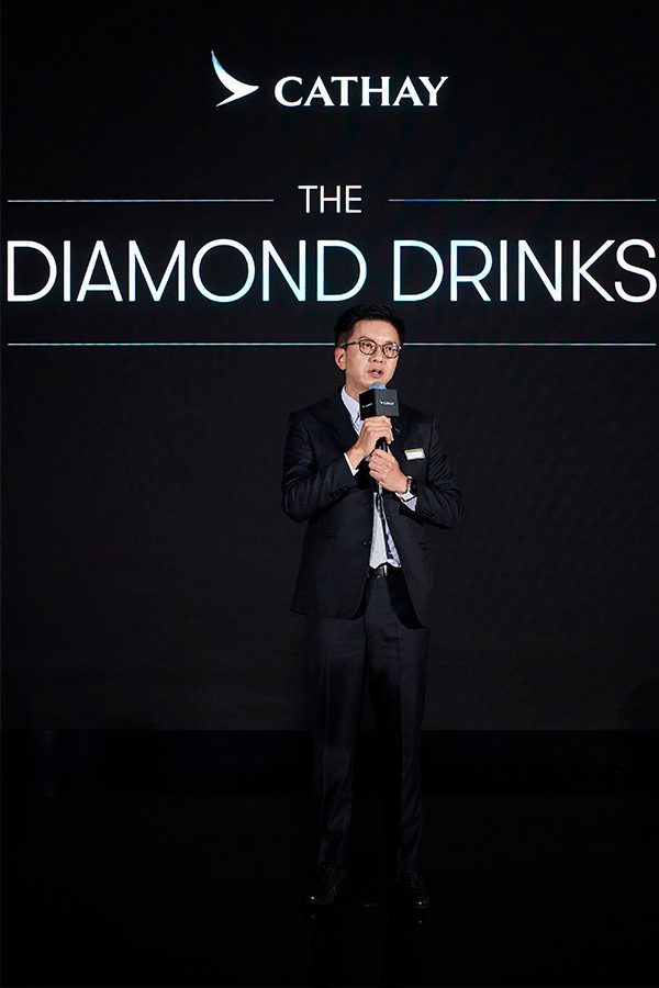 Cathay Group CEO Ronald Lam giving a speech at The Diamond Drinks in Hong Kong. 