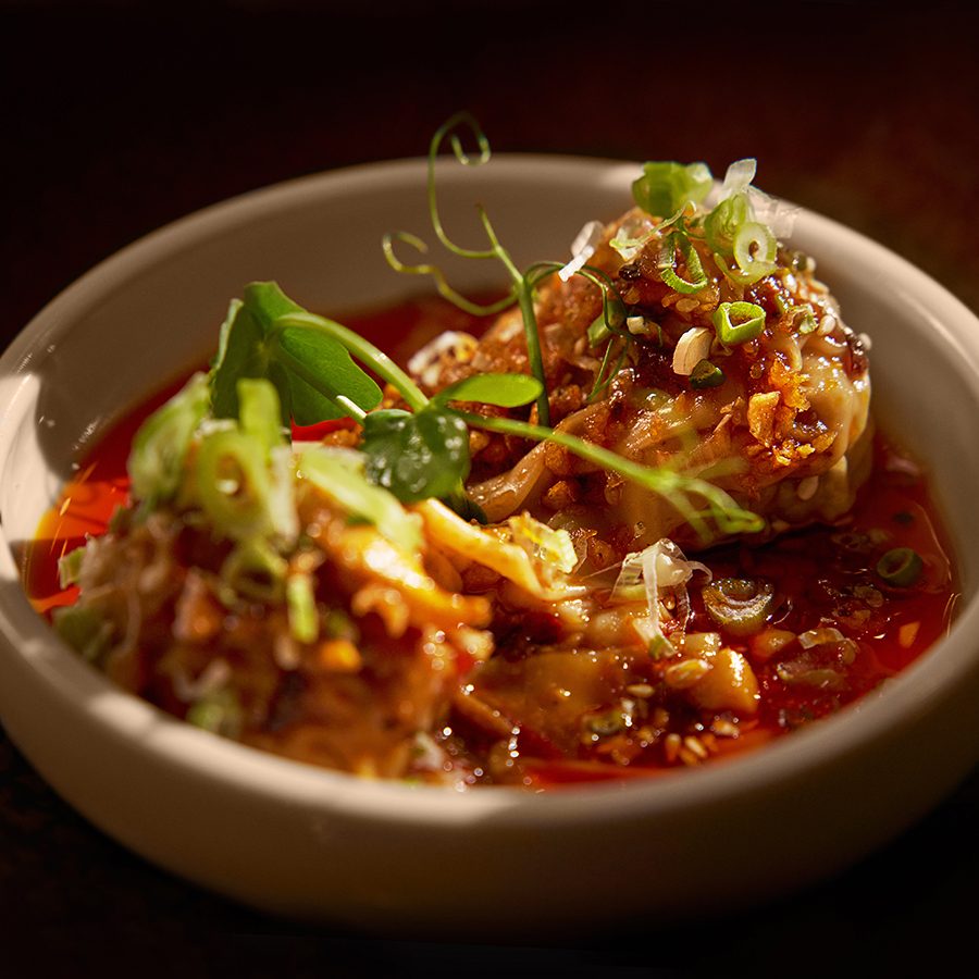 Sichuan-style dumplings in oil by Mott 32 for Cathay.