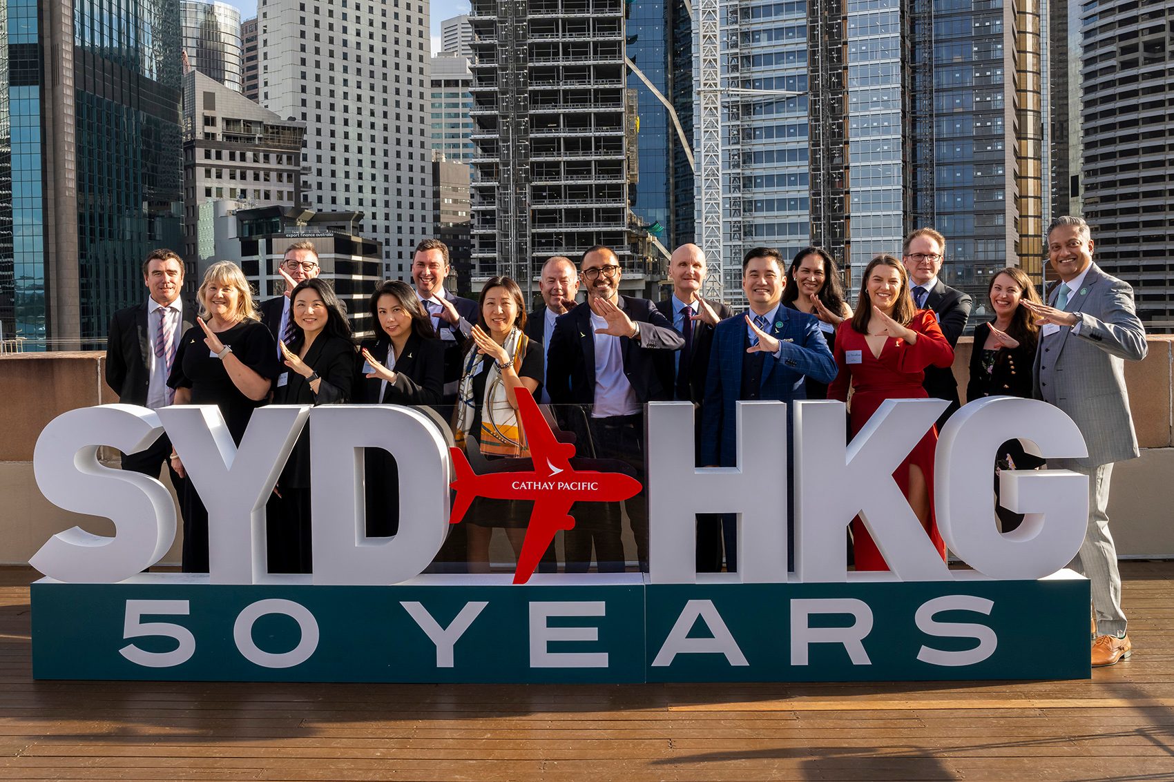Attendees in Sydney for a celebration of the 50th anniversary of Cathay Pacific’s Sydney-Hong Kong route. 