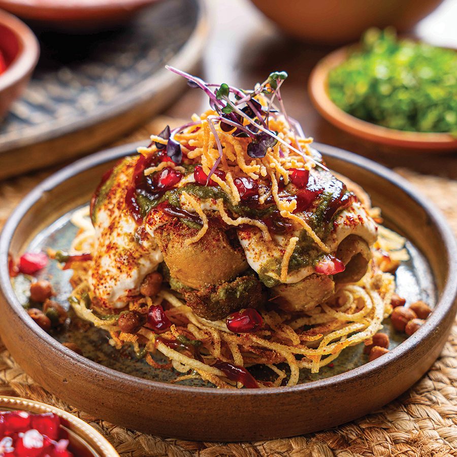 A close-up of a dish of potato basket, served at fine dining at Bawri in Mumbai