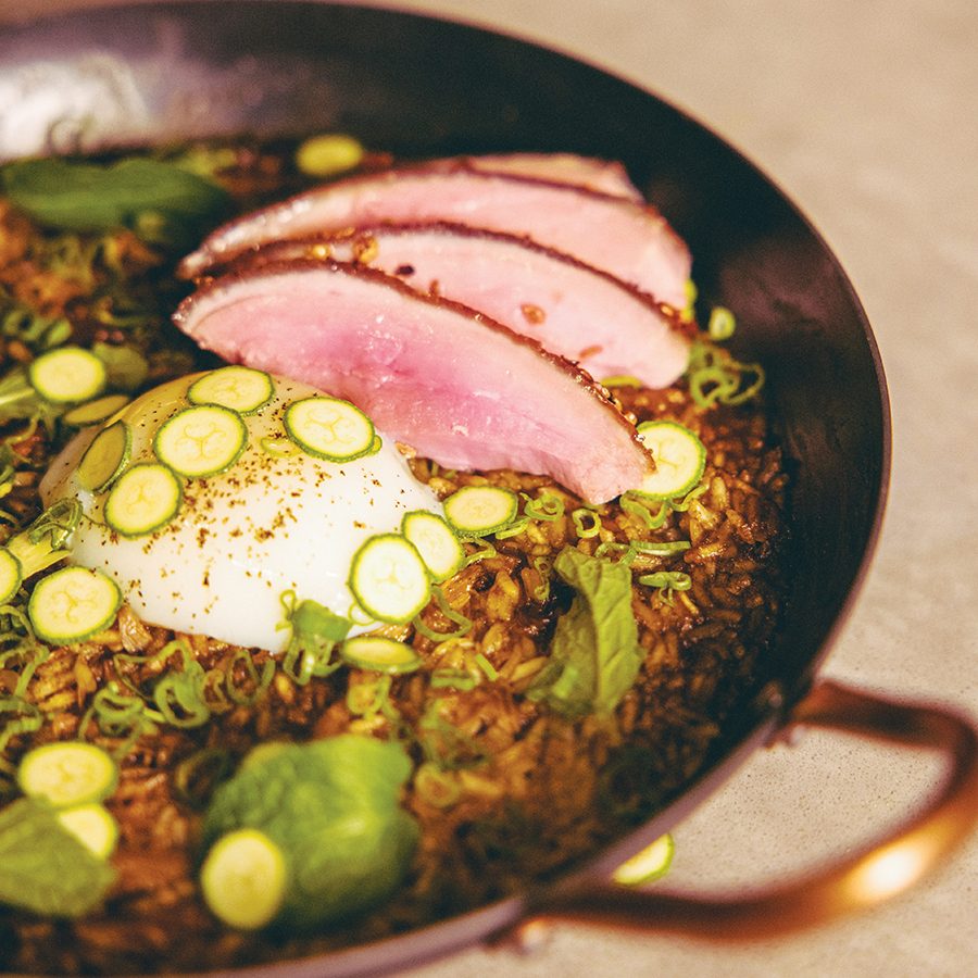 A close-up of What The Duck dish served at Papa’s in Mumbai