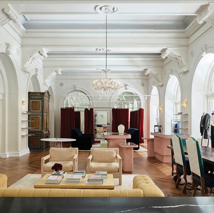 Wide angle shot of P Johnson showroom in Sydney CBD.