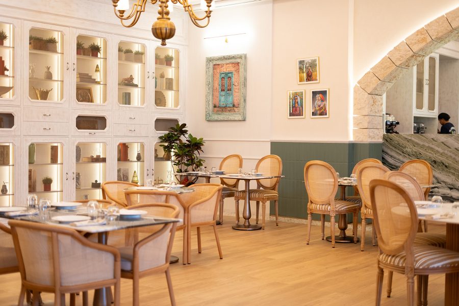 The dining room of Sufret Maryam in Dubai.