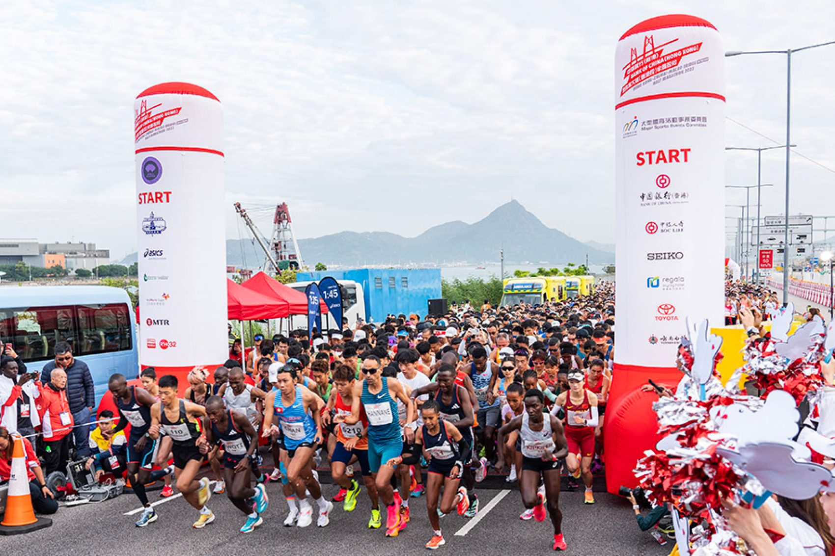 Runners at the starting line of the Hong Kong-Zhuhai-Macau Bridge Half Marathon.