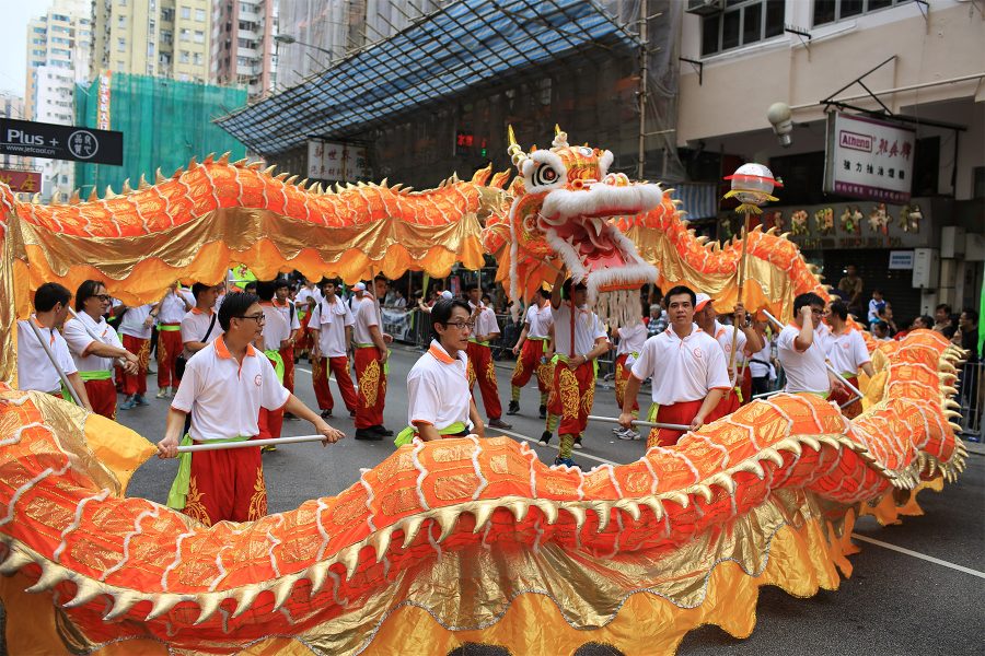 Dragon performance during Chinese New Year in Hong Kong. 