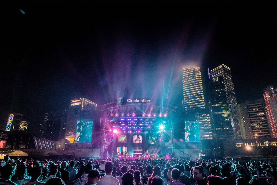 Crowds gathered in front of Clockenflap’s main Harbour Stage.