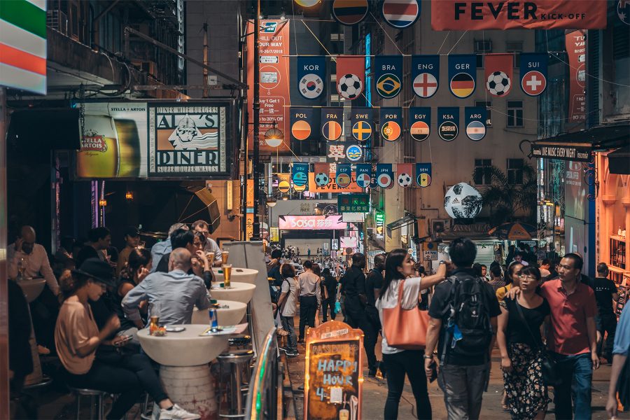 Crowds on Lan Kwai Fong.