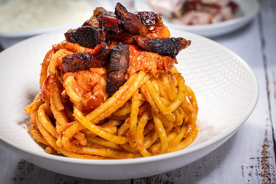 Close up shot of a pasta dish.
