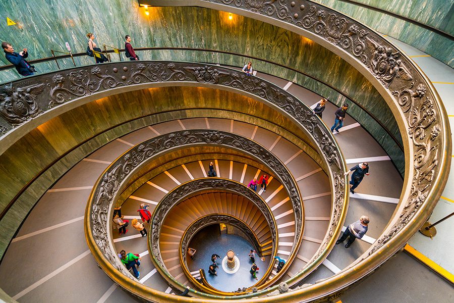 Grand spiral staircase in the Vatican City.