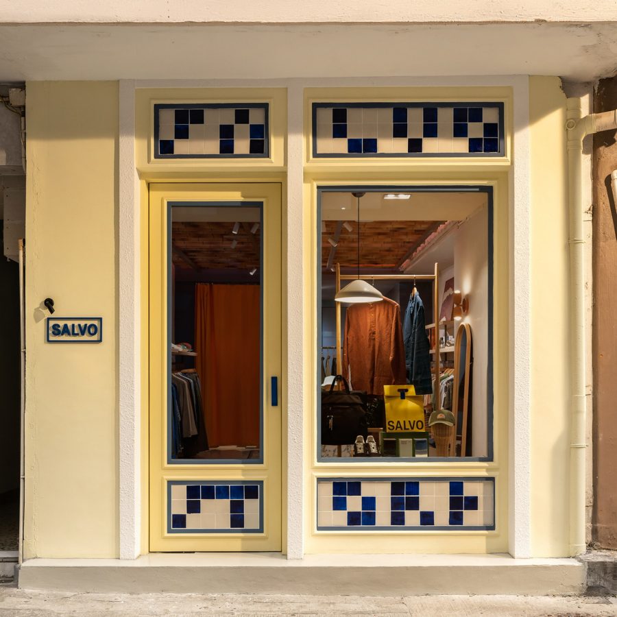 A streetview of the entrance and window display of menswear shop Salvo on Starstreet Precint in Wan Chai, Hong Kong. 