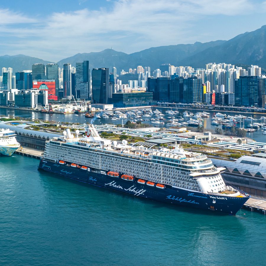 The Kai Tak Cruise Terminal in Hong Kong in the daytime.
