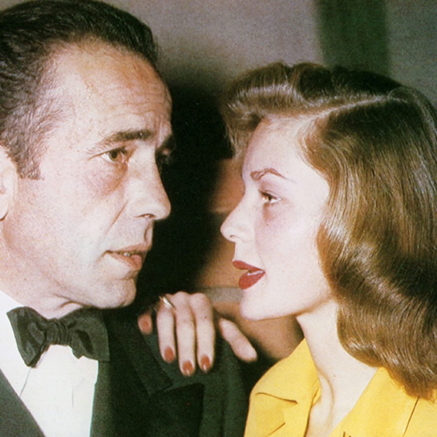 A scene from documentary Bogart: Life Comes in Flashes shows actor Humphrey Bogart with actress Lauren Bacall.