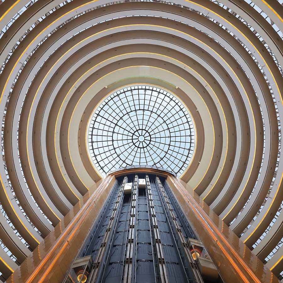 The dome-ceilinged lobby at InterContinental Hangzhou hotel.