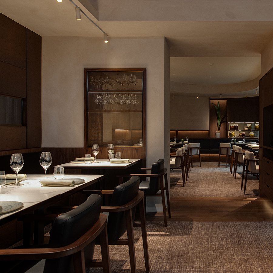 Interior shot of Feuille’s dining room