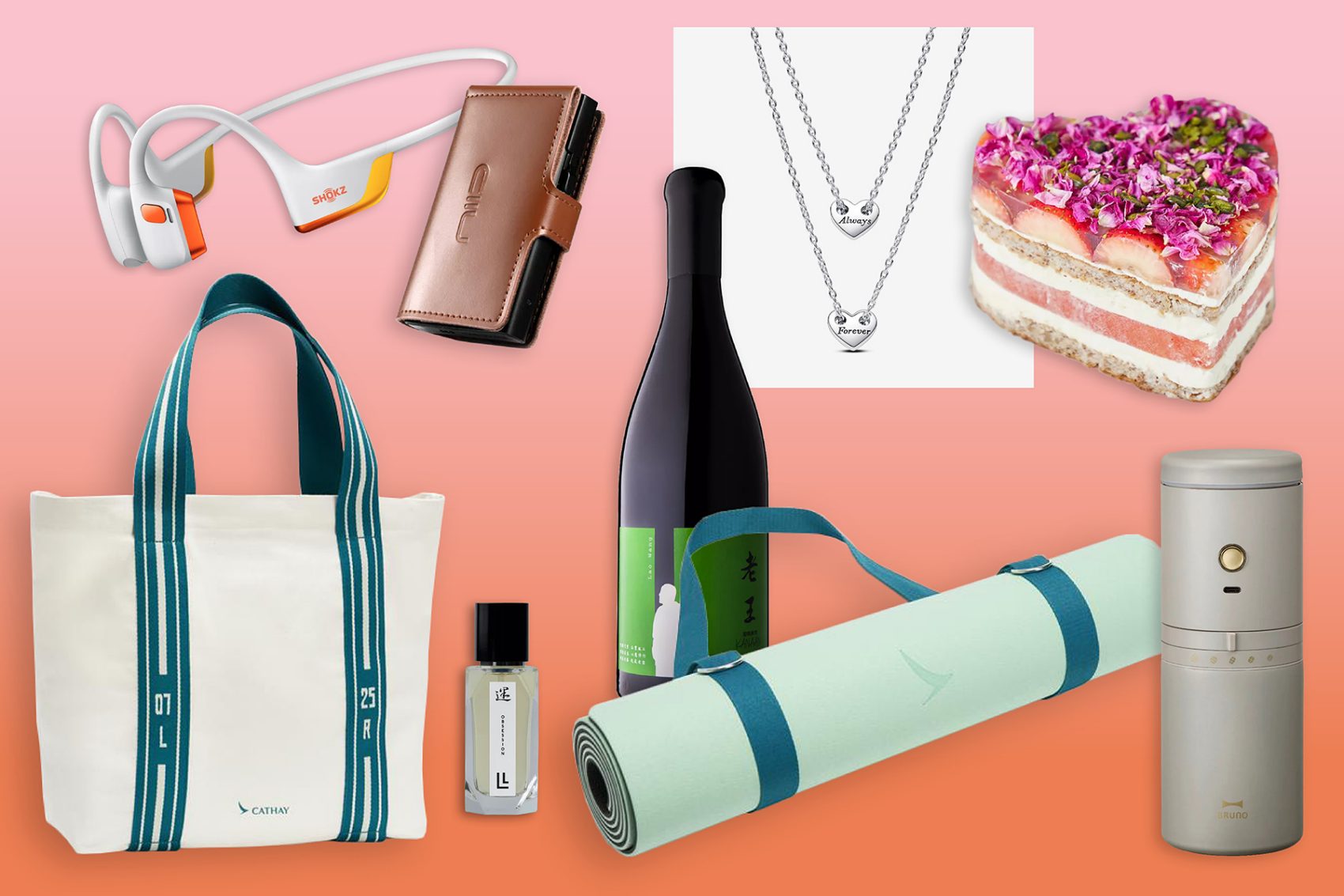 Collage of curated Cathay Shop products including Valentine’s gifts and wellness items.