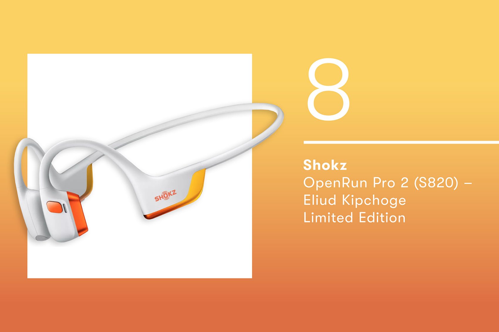 Shot of the Shokz OpenRun Pro2 Eliud Kipchoge Limited edition headphones.