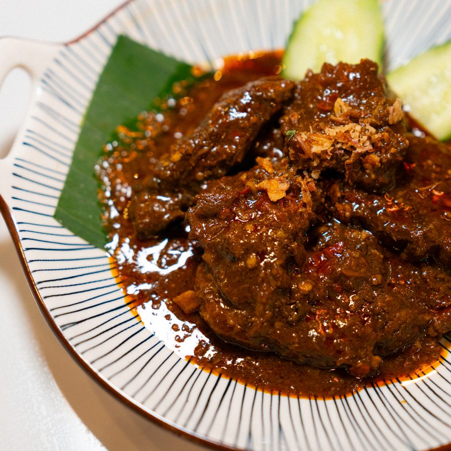 A close up of halal beef rendang served at Kampoeng in Causeway Bay.