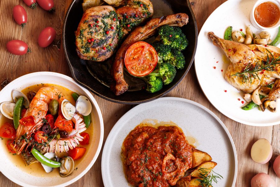 Top shot of different dishes served at Hotel Proverbs’ restaurant. 