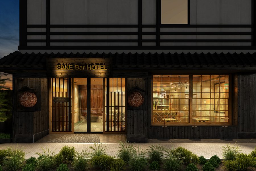 Exterior view of the Sake Bar Hotel in Tokyo.
