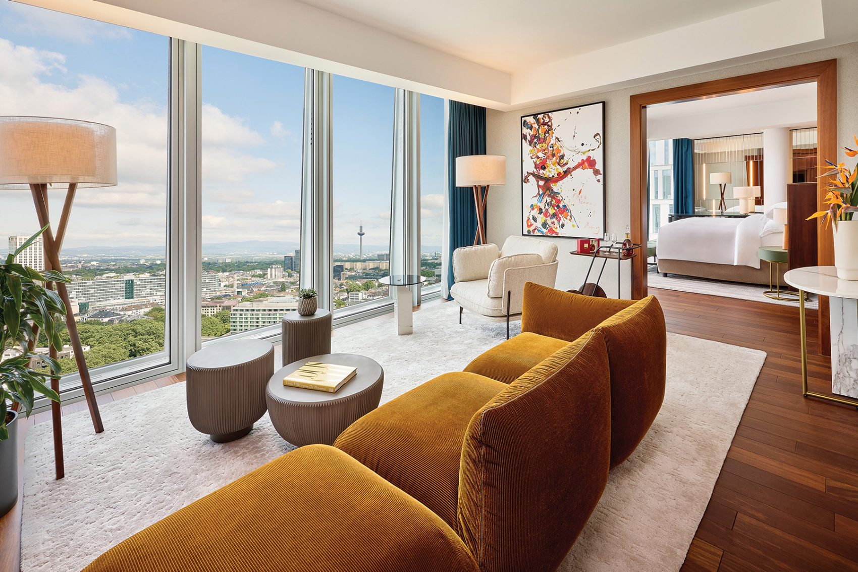 Suite lounge view of a room in JW Marriott Frankfurt.