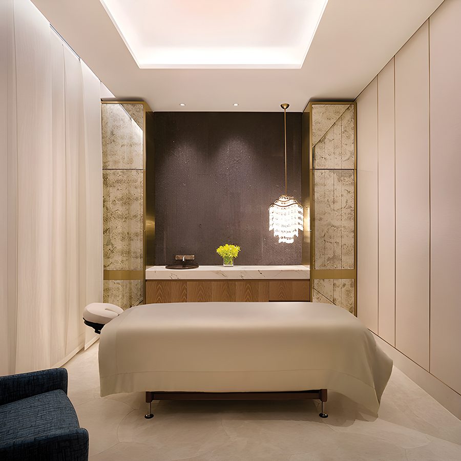 Interior of a private spa room at Rosebay Spa at the Grand Hyatt Jeju.