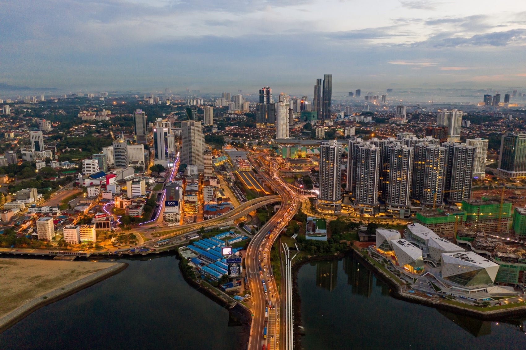View of the Johor–Singapore Causeway from above. 