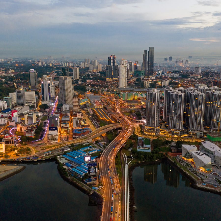 View of the Johor–Singapore Causeway from above. 