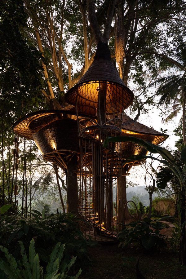 The Tree House at Bambu Indah, Bali, in the daytime. 
