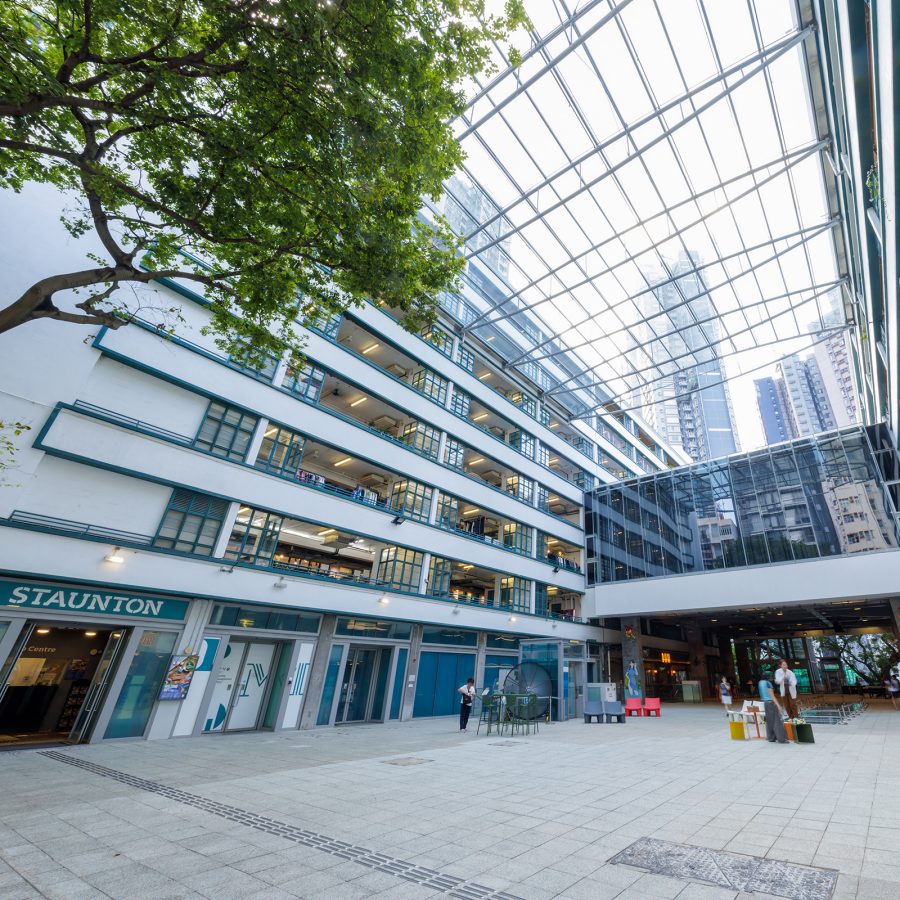 View of the courtyard at PMQ in Hong Kong.