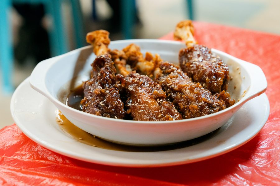 Braised baby back ribs in black vinegar sauce from Wing Kee Restaurant at Bowrington Road Market and Cooked Food Centre.