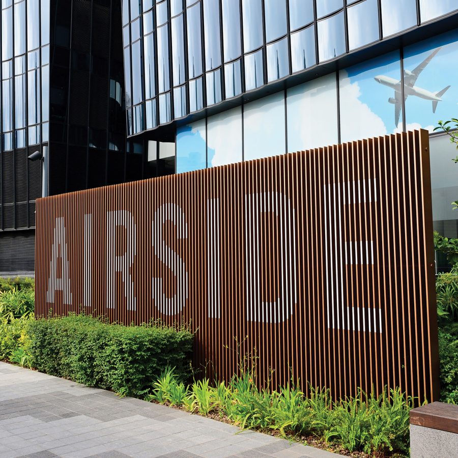 A view of the entrance of Airside Mall at Kai Tak in Hong Kong.